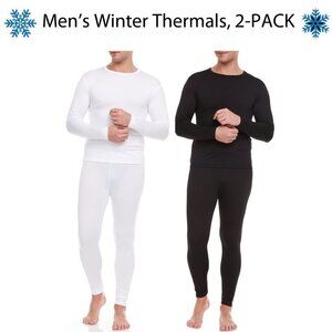 Men Winter Thermal Microfiber Fleece Long John Warm Baselayer Set 2-Pairs NWT